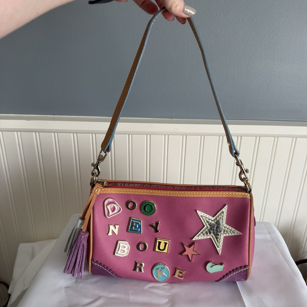 Vintage Dooney & Bourke Lindsay Lohan Pink Y2K Alphabet Charm Shoulder Bag Purse
